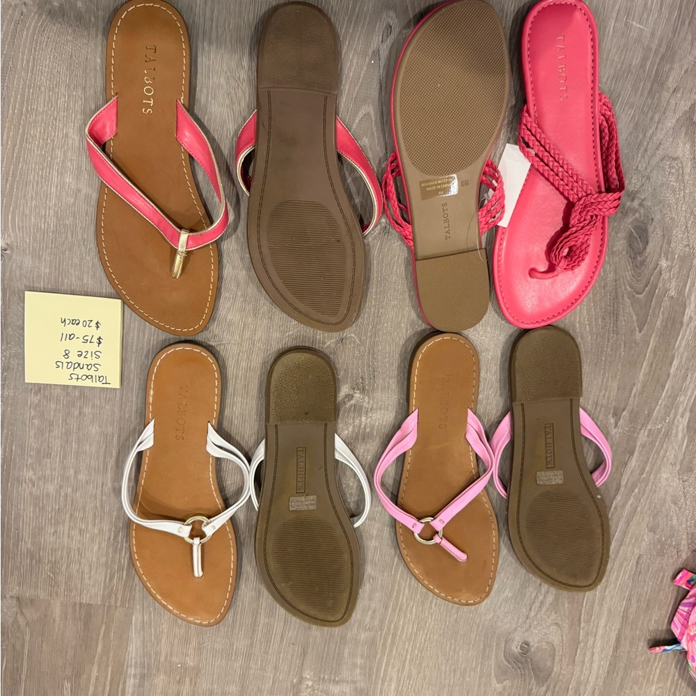 Talbots Pink and Brown Sandals with Thong Design